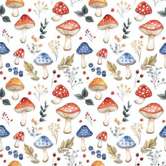 Mushroom Field Digital Seamless Pattern