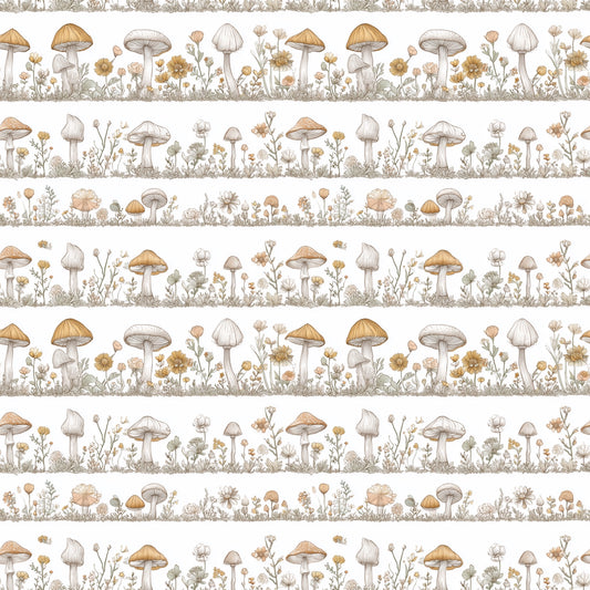Mushroom Line Up Digital Seamless Pattern