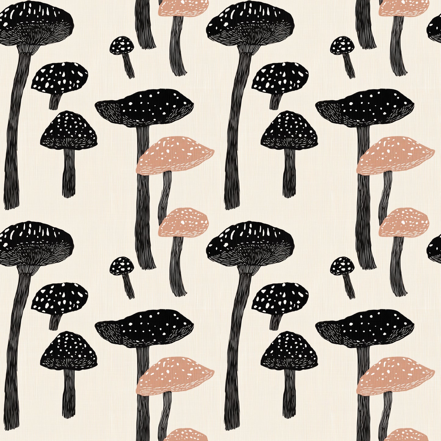 Mushroom Silhouettes Digital Seamless Pattern