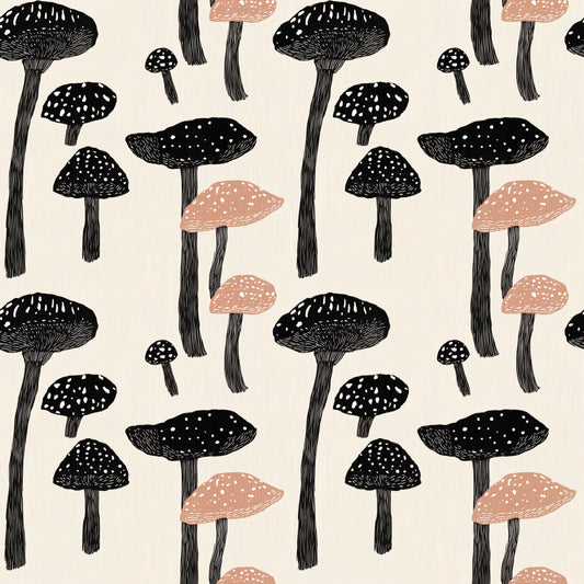 Mushroom Silhouettes Digital Seamless Pattern