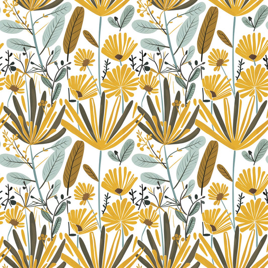 Mustard Floral Digital Seamless Pattern