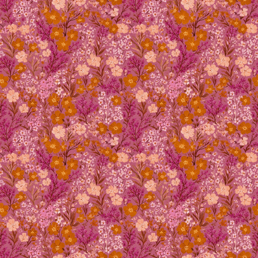 Mustard Pink Ditsy Floral Digital Seamless Pattern