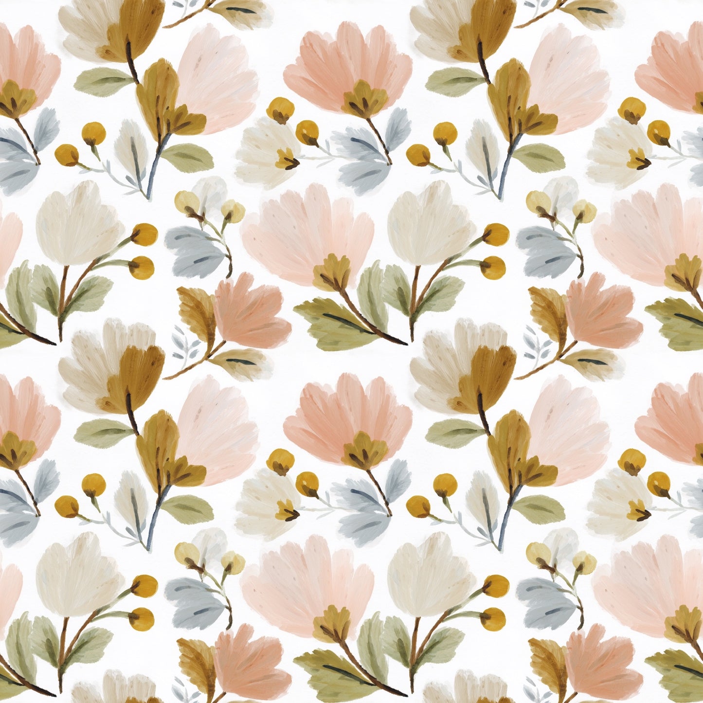 Muted Berry Floral Digital Seamless Pattern
