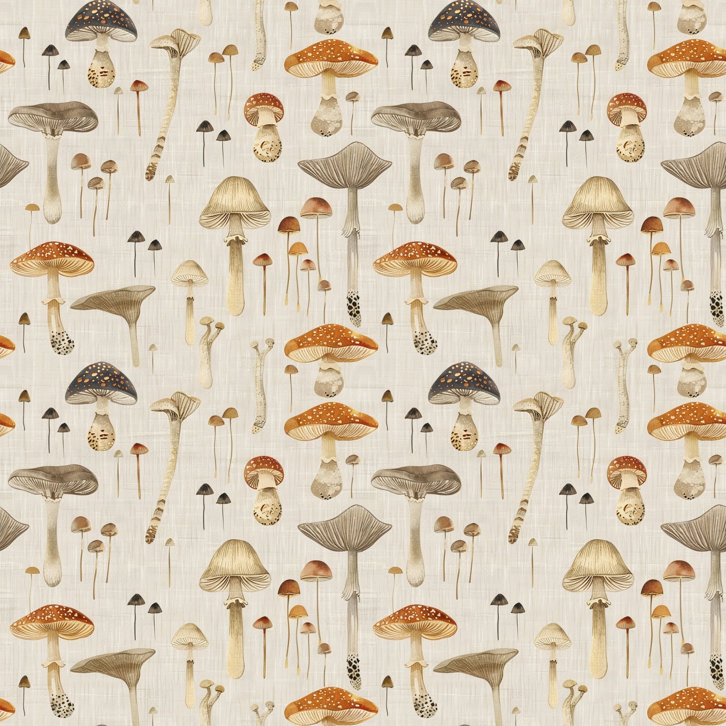 Muted Mushroom Digital Seamless Pattern