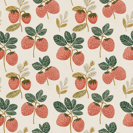 Muted Strawberries Digital Seamless Pattern