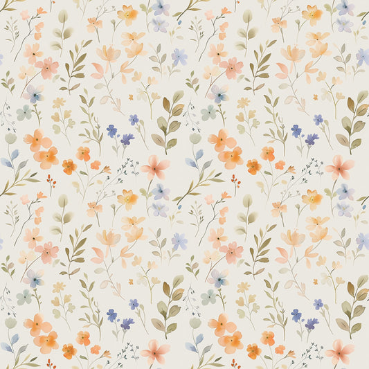 Muted Watercolour Floral Digital Seamless Pattern