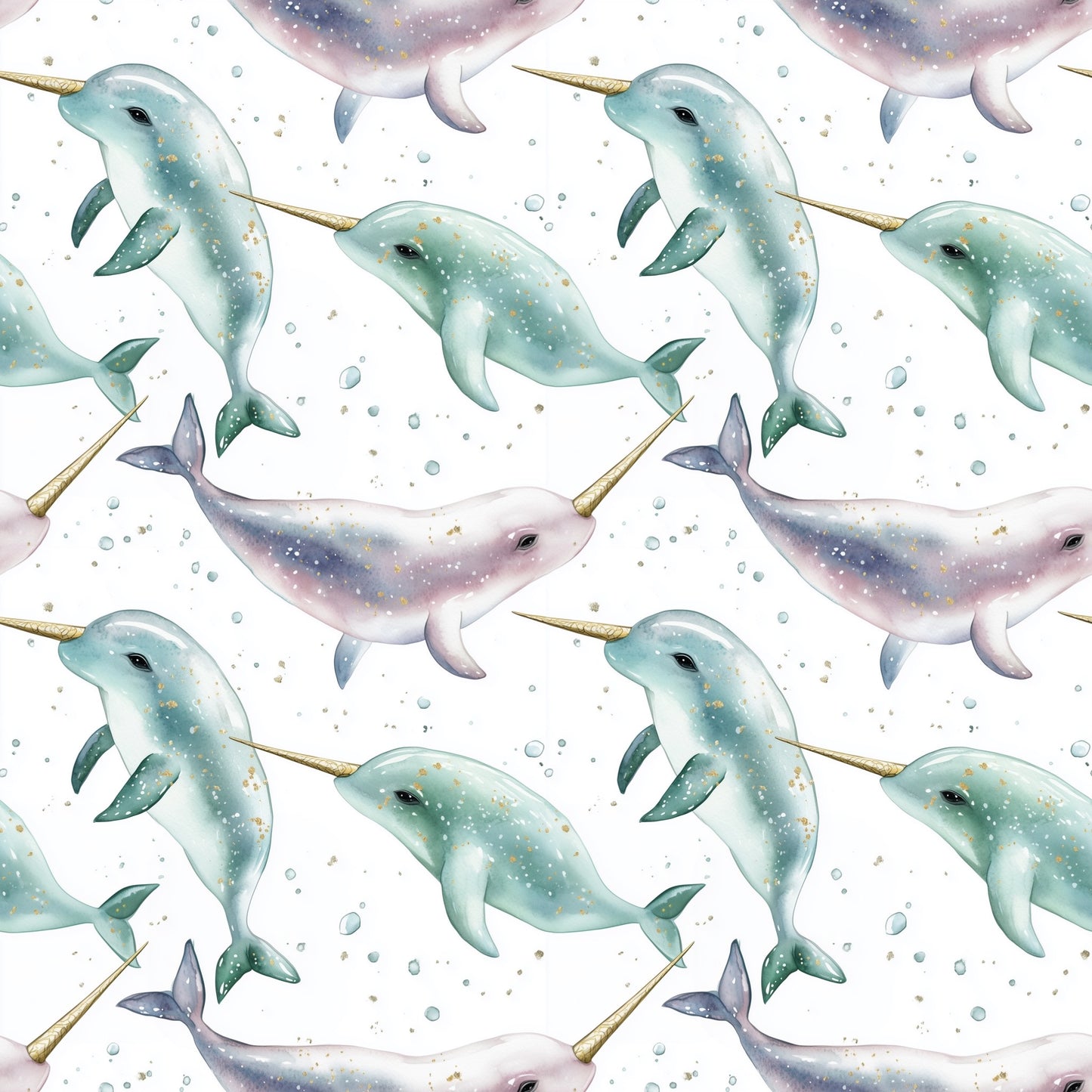 Narwhals Digital Seamless Pattern