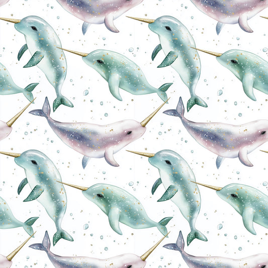 Narwhals Digital Seamless Pattern