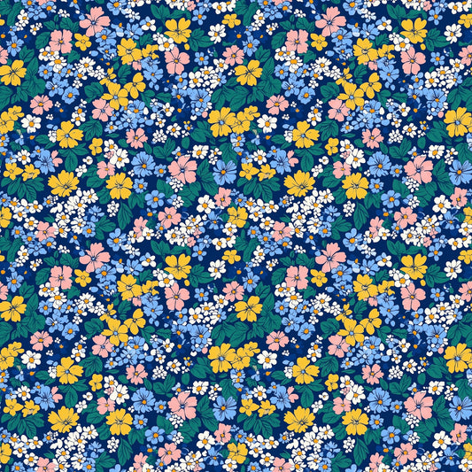 Navy Brights Ditsy Floral Digital Seamless Pattern