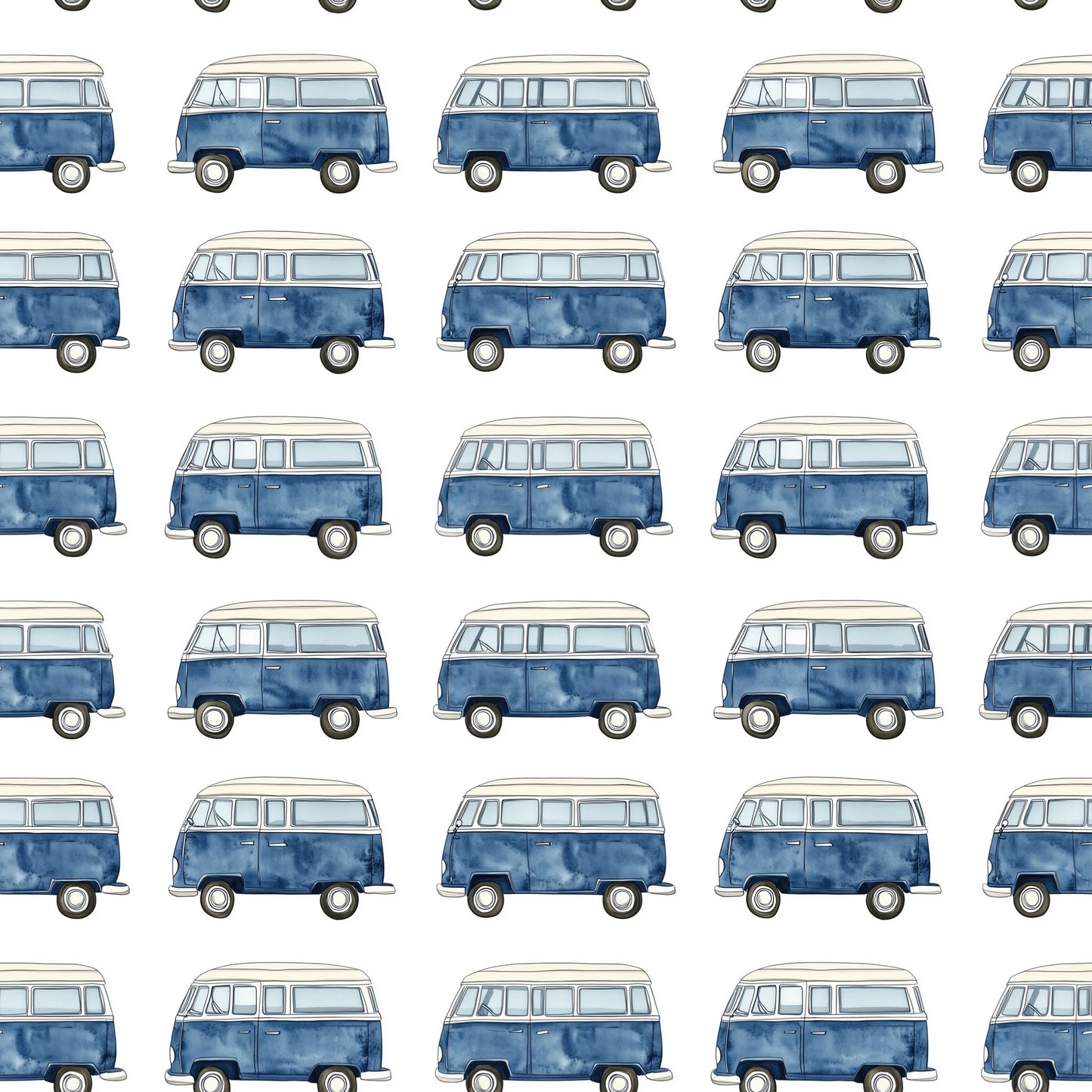 Navy Campers Digital Seamless Pattern