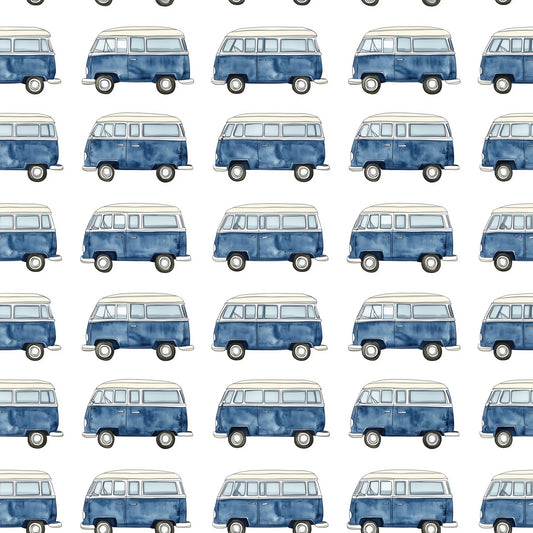 Navy Campers Digital Seamless Pattern