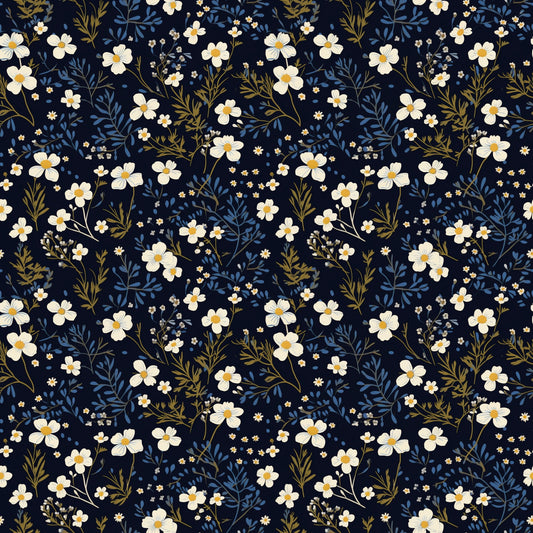 Navy Ditsy Floral Digital Seamless Pattern