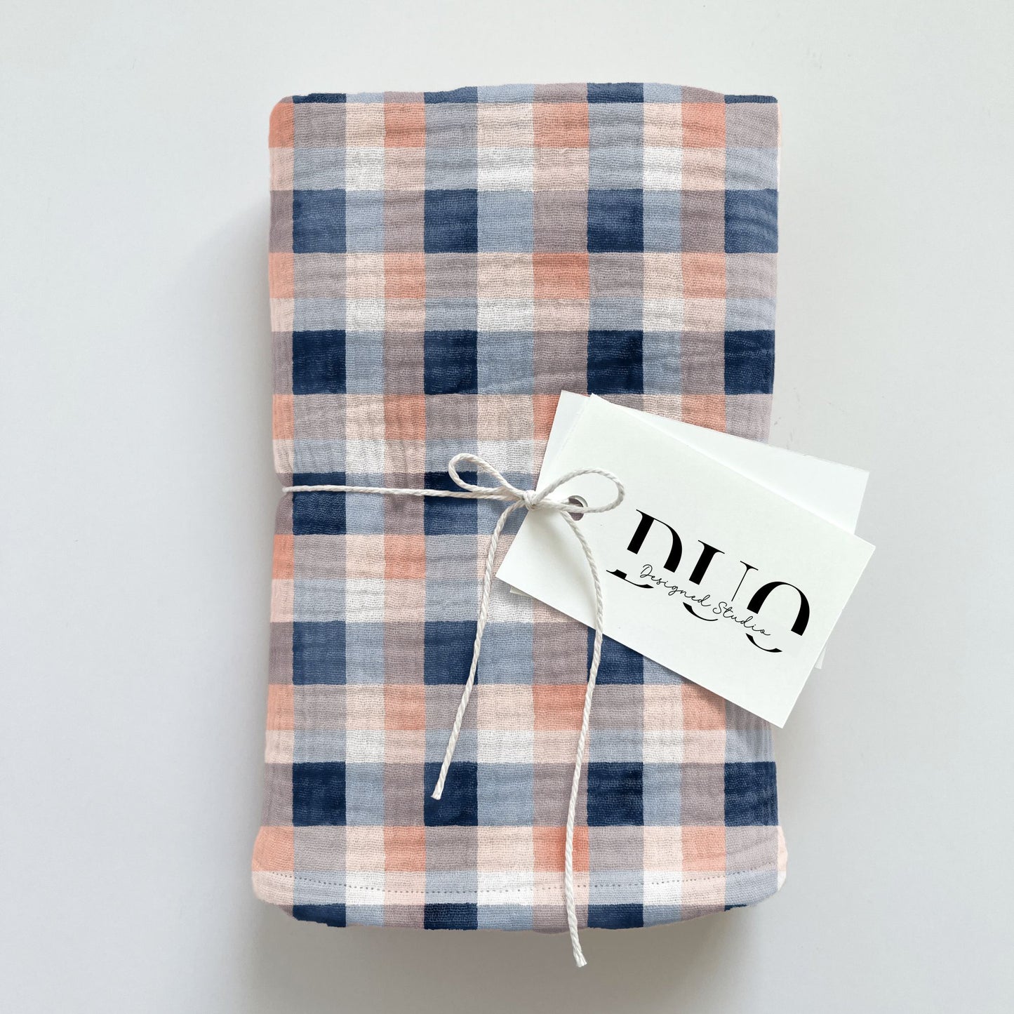 Navy Peach Checks Digital Seamless Pattern