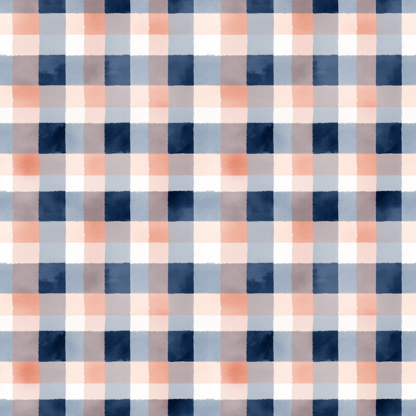Navy Peach Checks Digital Seamless Pattern