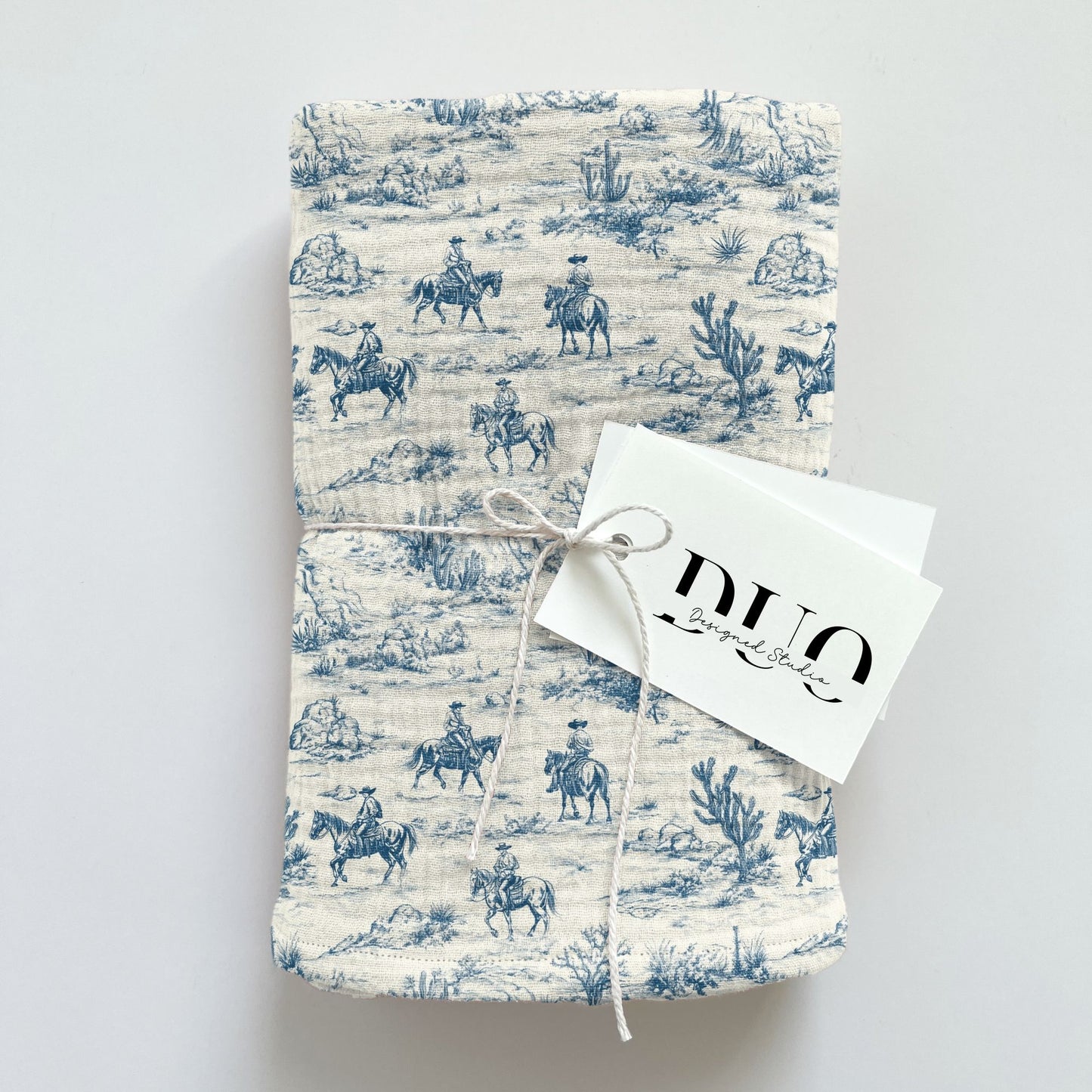 Navy Toile Cowboy Digital Seamless Pattern