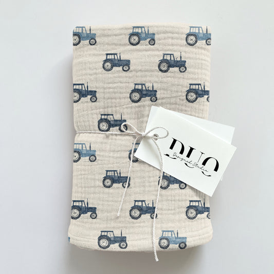 Navy Tractors Digital Seamless Pattern