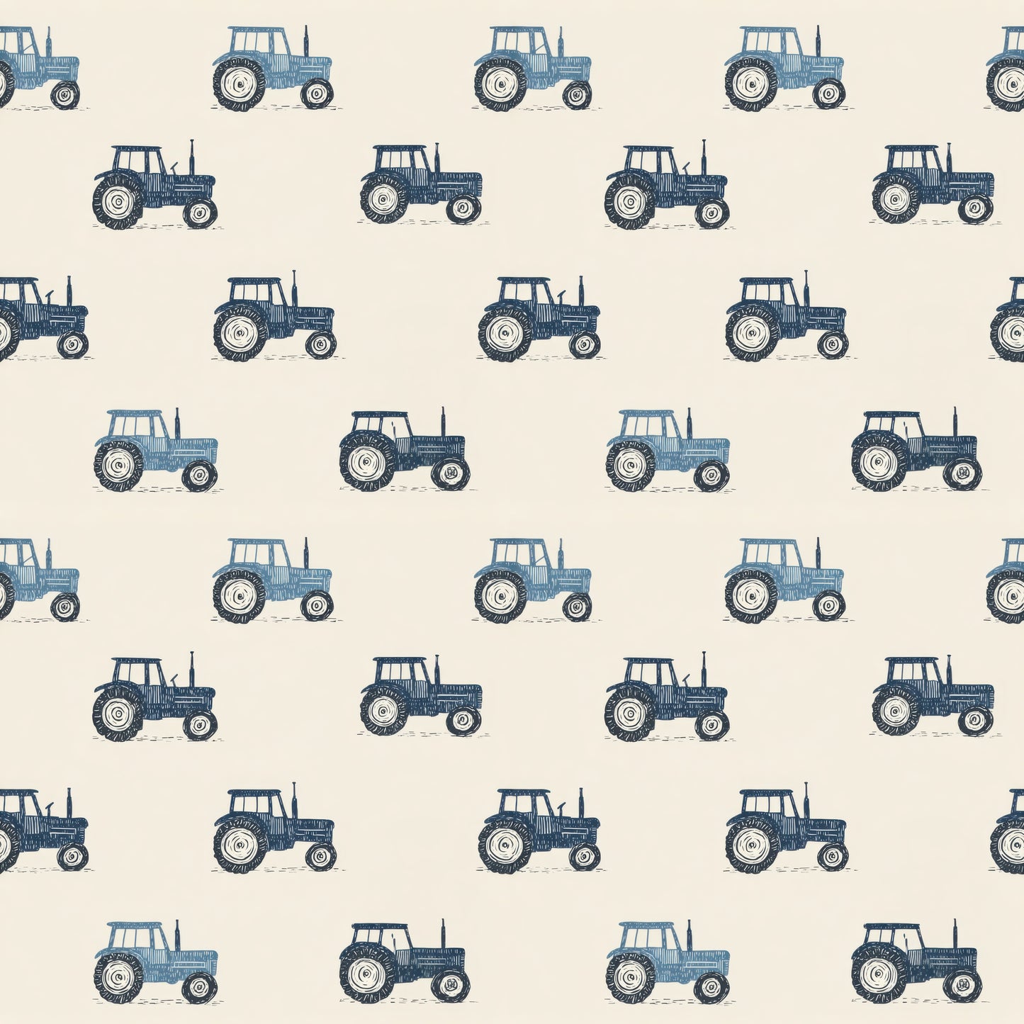 Navy Tractors Digital Seamless Pattern