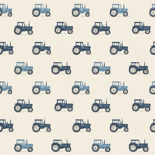 Navy Tractors Digital Seamless Pattern
