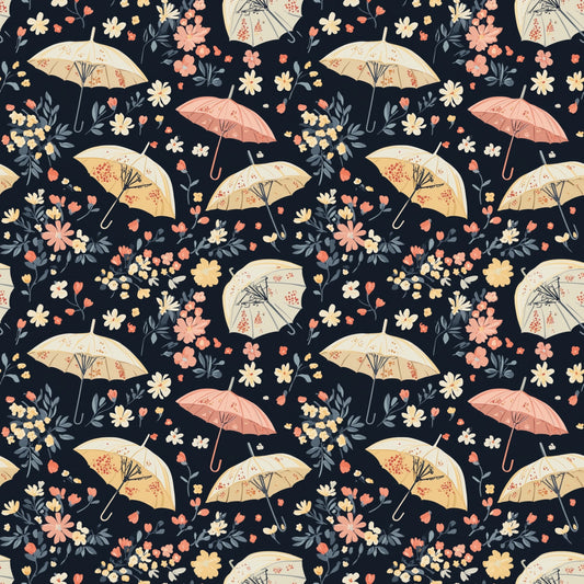 Navy Umbrellas Digital Seamless Pattern
