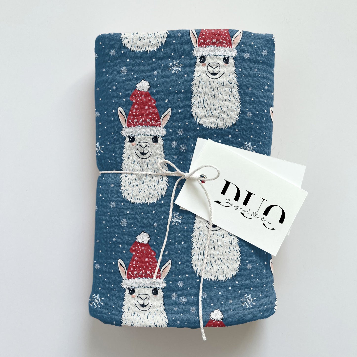 Navy Christmas Llama Digital Seamless Pattern