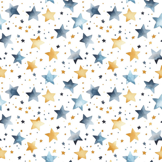 Navy & Gold Stars Digital Seamless Pattern