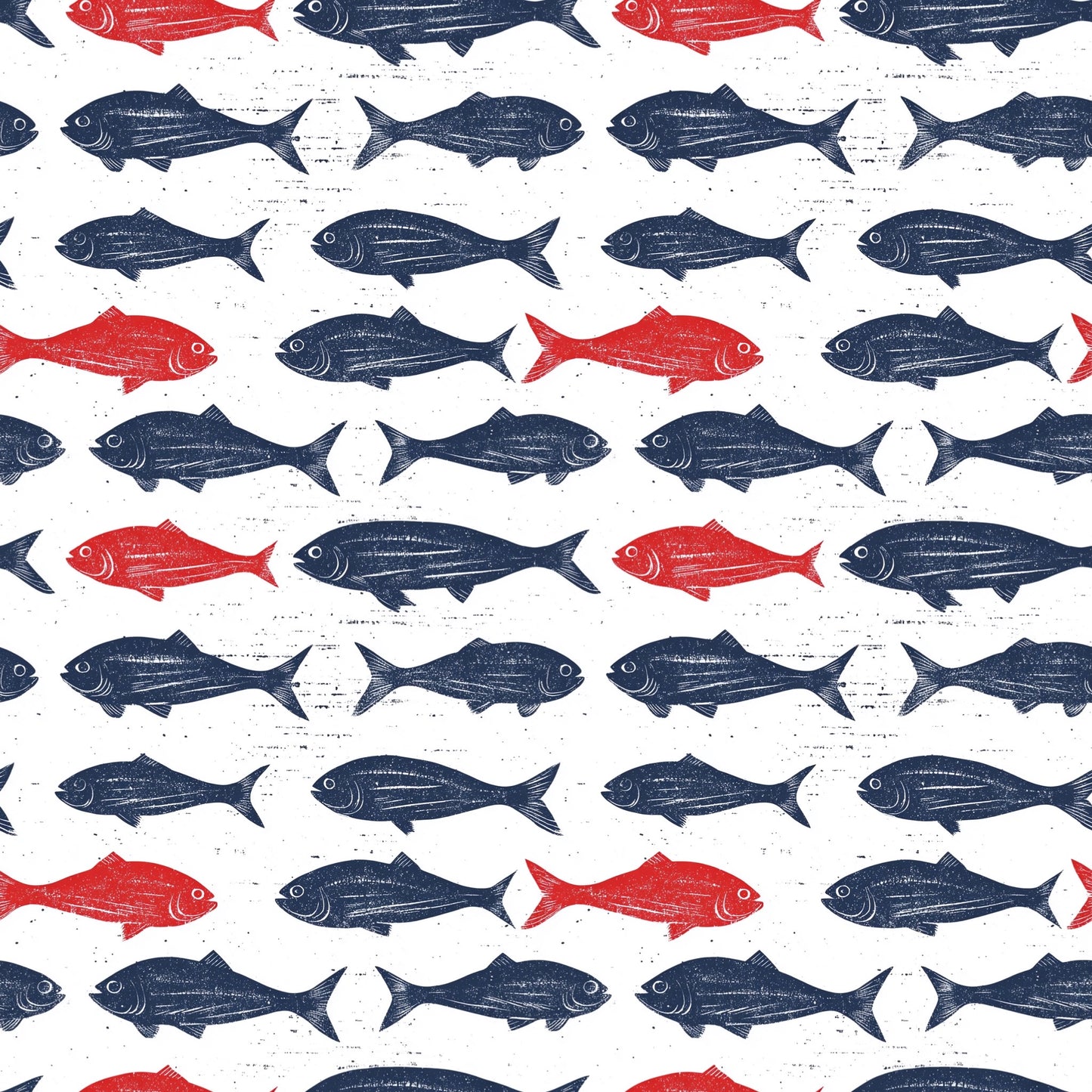 Navy and Red Fish Digital Seamless Pattern