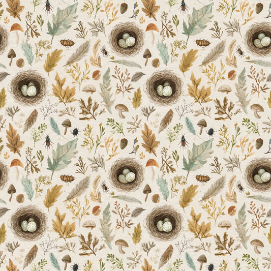 Nest & Feathers Digital Seamless Pattern
