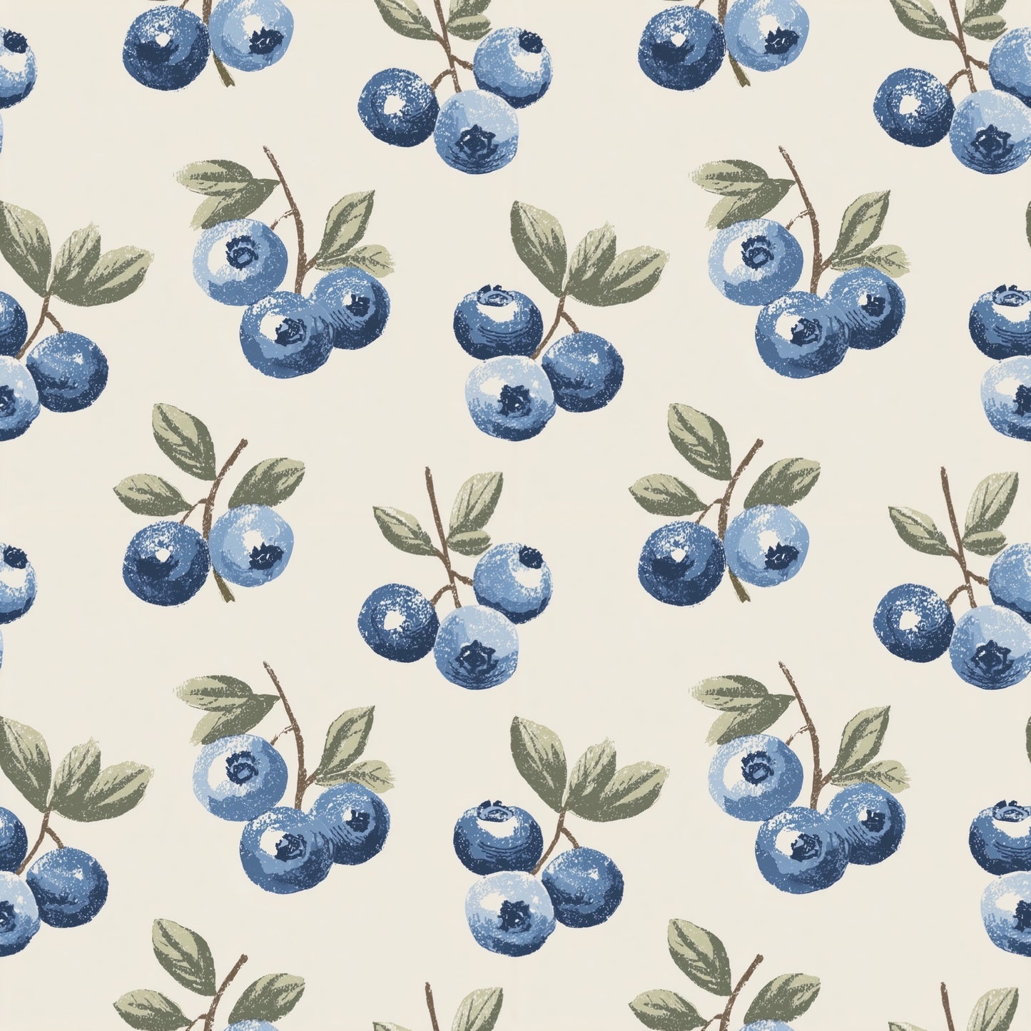 Neutral Blueberries Digital Seamless Pattern
