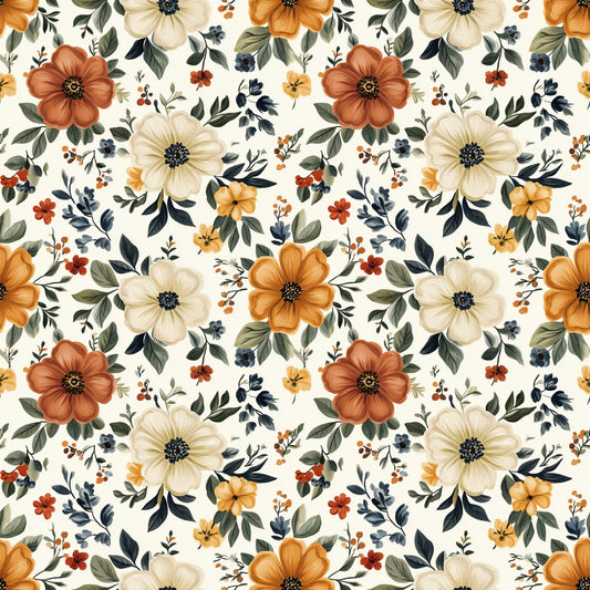 Neutral Bohemian Floral Digital Seamless Pattern