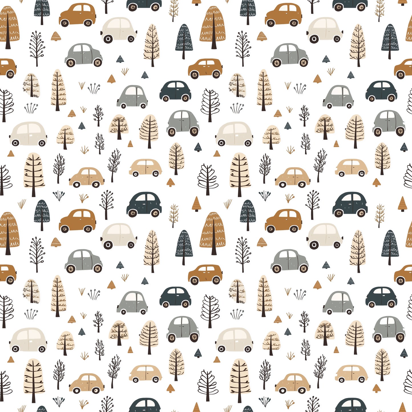 Neutral Cars Digital Seamless Pattern
