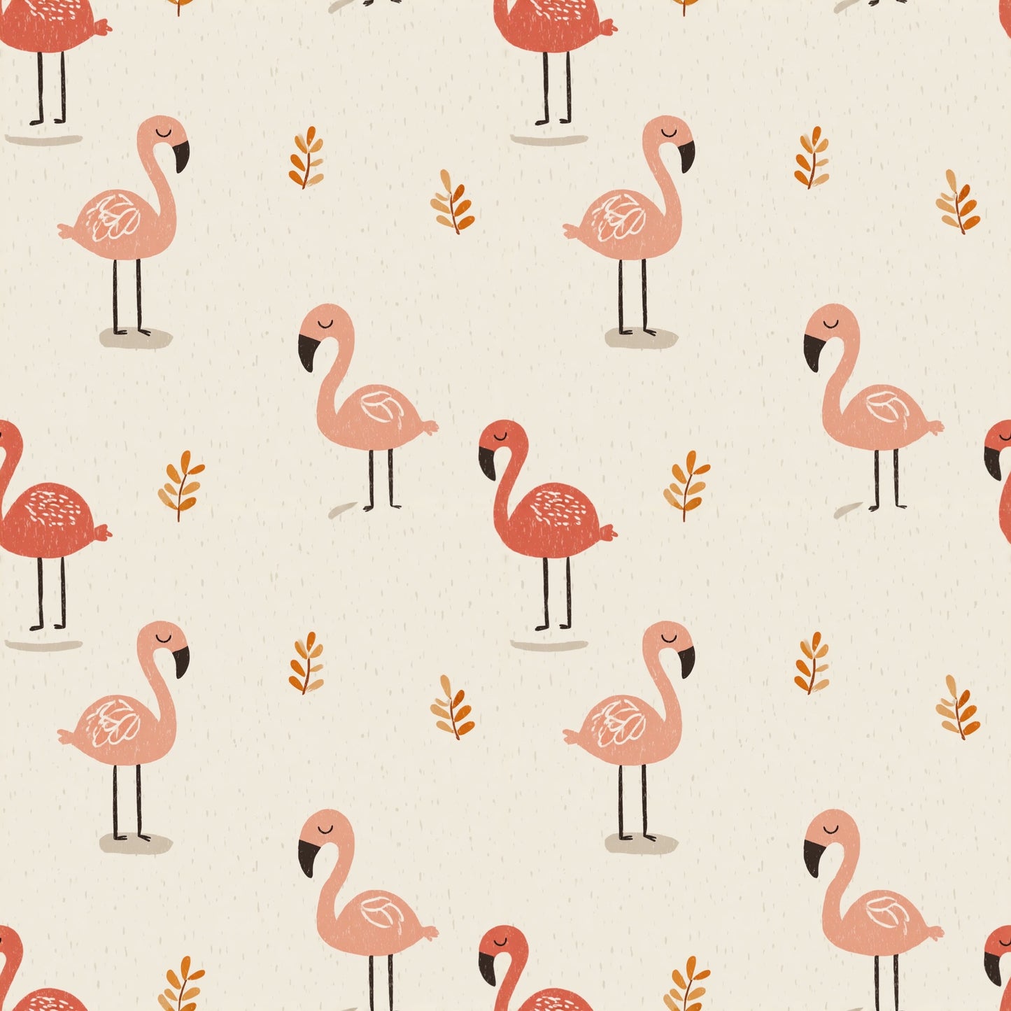 Neutral Cute Flamingos Digital Seamless Pattern