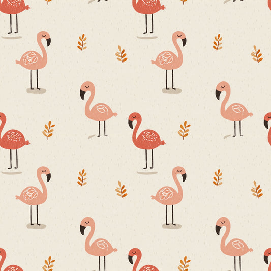 Neutral Cute Flamingos Digital Seamless Pattern