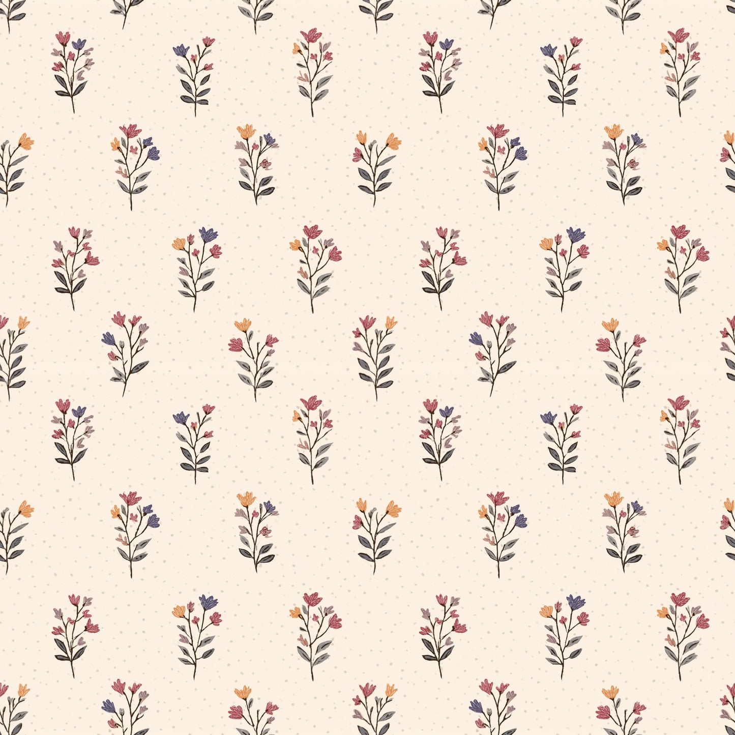 Neutral Flower Bunches Digital Seamless Pattern