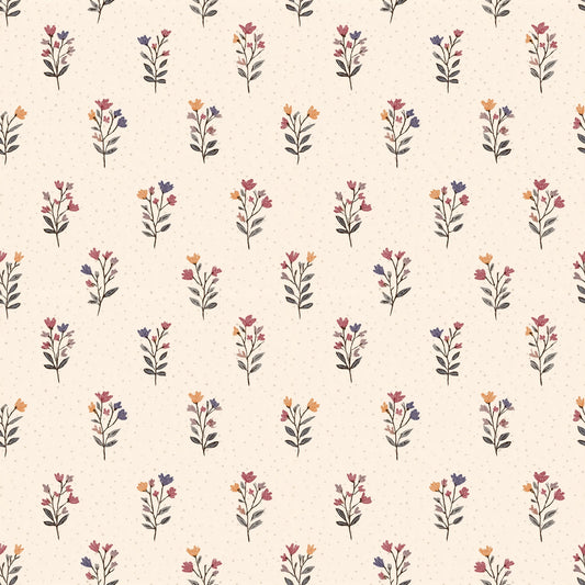 Neutral Flower Bunches Digital Seamless Pattern