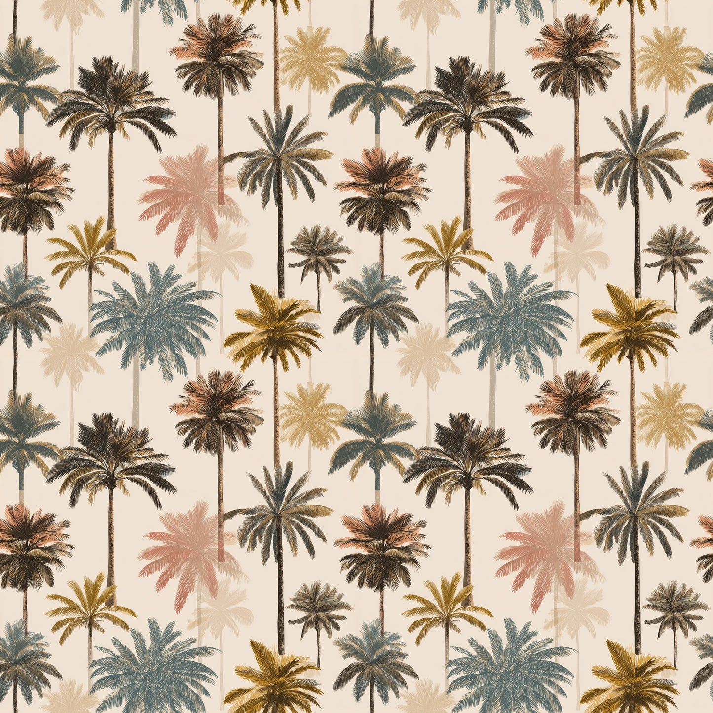Neutral Palms Digital Seamless Pattern