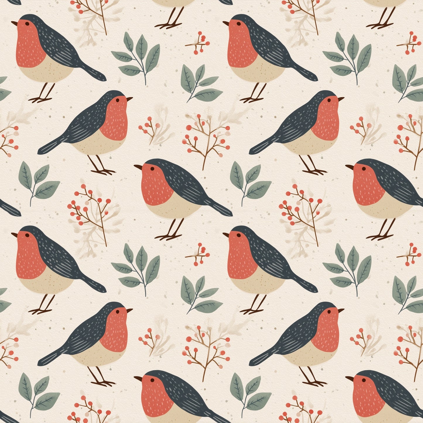 Neutral Robins Digital Seamless Pattern