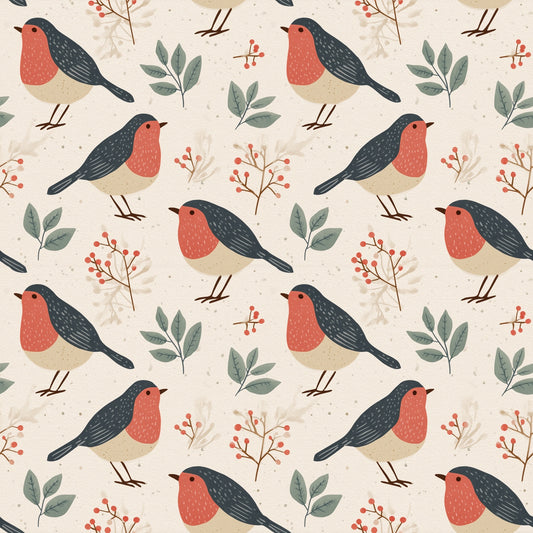 Neutral Robins Digital Seamless Pattern
