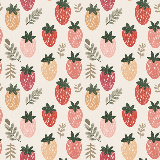 Neutral Strawberries Digital Seamless Pattern