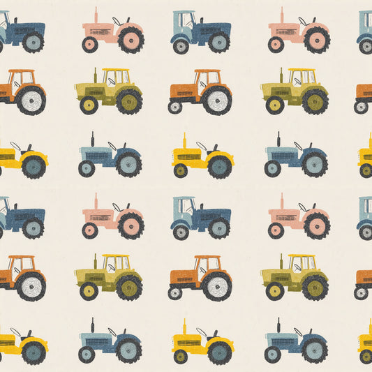 Neutral Tractor Line-Up Digital Seamless Pattern