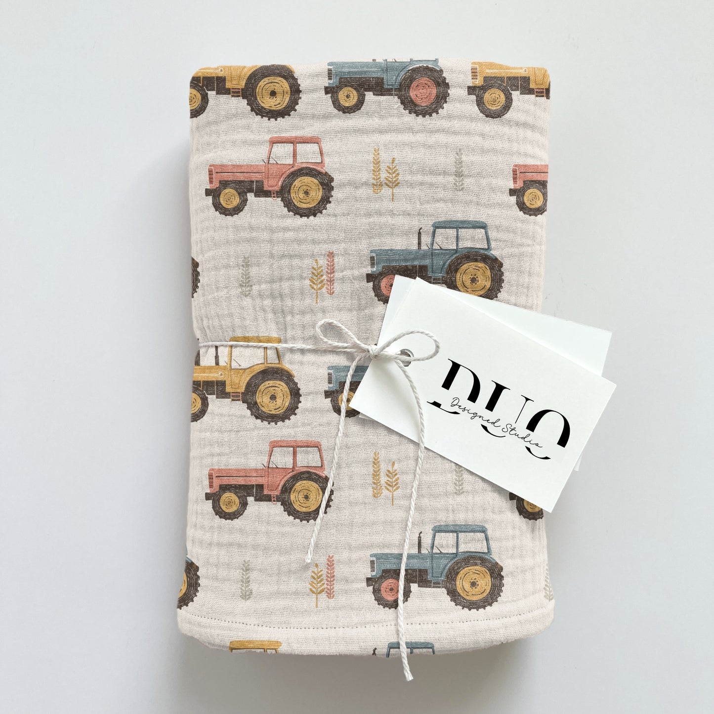 Neutral Tractors & Trees Digital Seamless Pattern