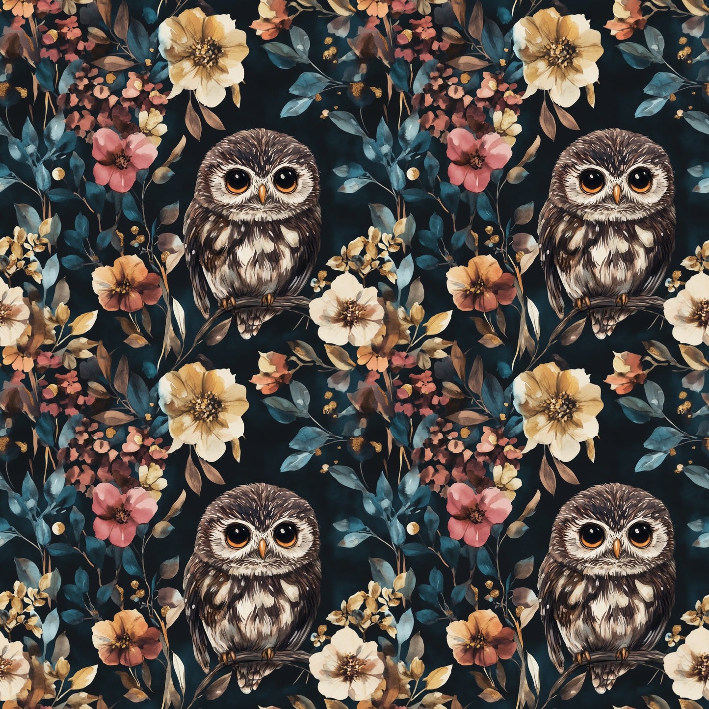 Night Owl Digital Seamless Pattern