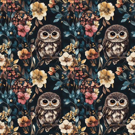 Night Owl Digital Seamless Pattern