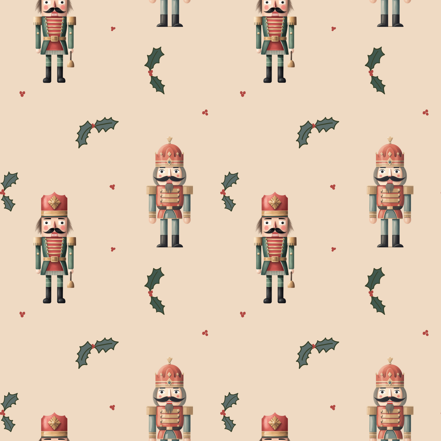 Christmas Nutcracker Digital Seamless Pattern