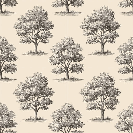 Oak Trees Digital Seamless Pattern