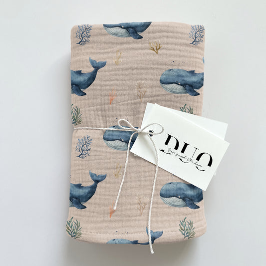 Ocean Whale Pink Digital Seamless Pattern