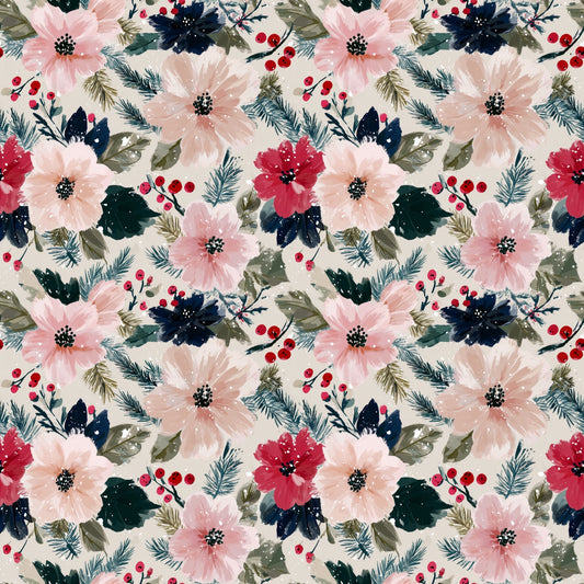 Painted Snowy Christmas Digital Seamless Pattern