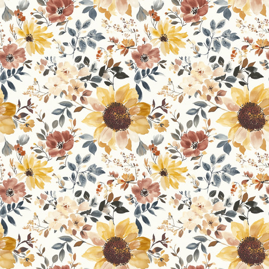 Painted Sunflowers Digital Seamless Pattern