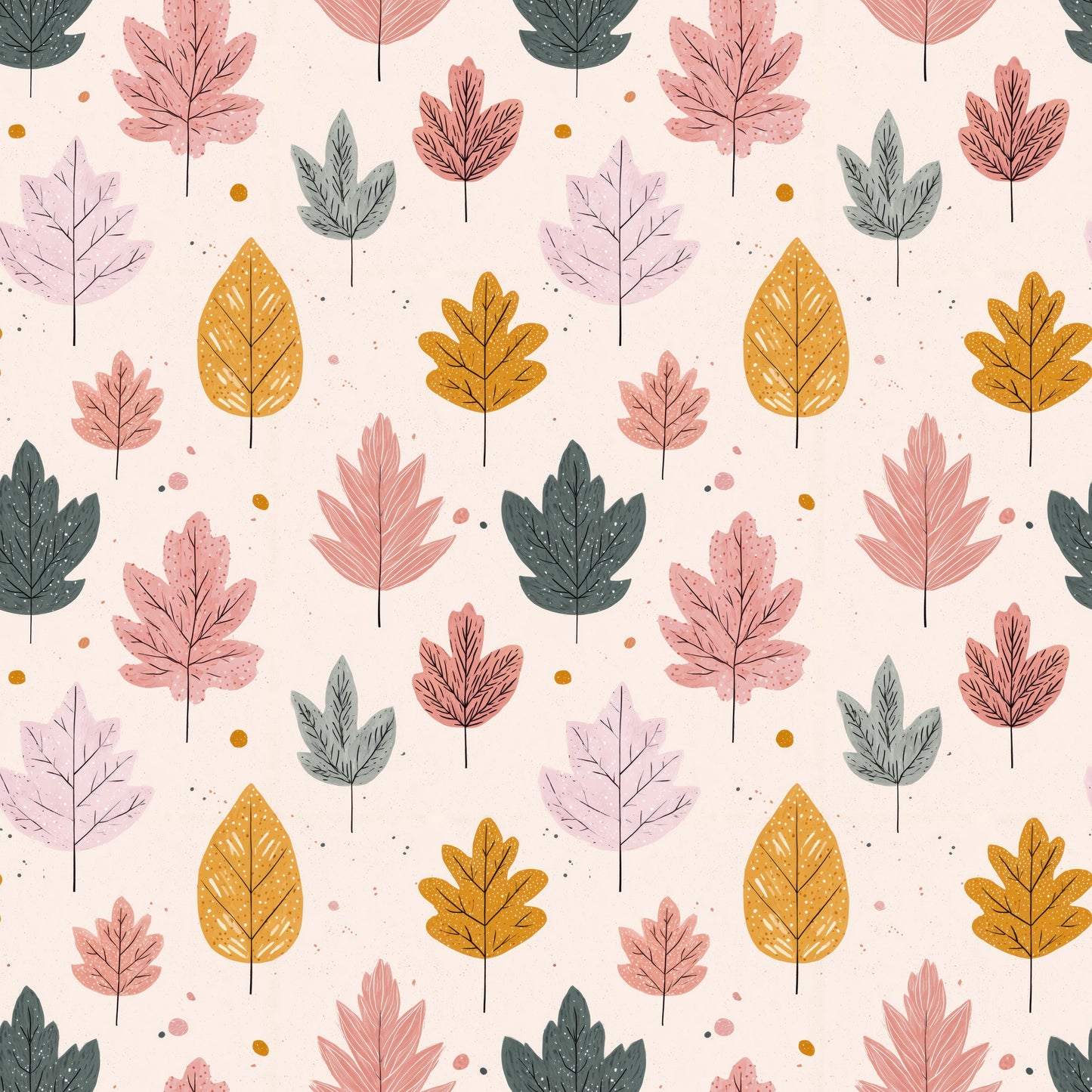 Pale Pink Leaves Digital Seamless Pattern
