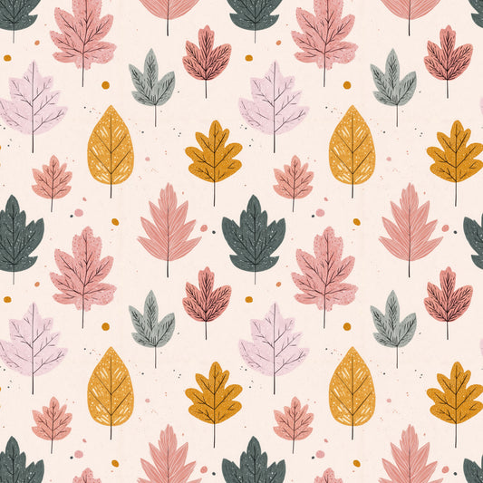 Pale Pink Leaves Digital Seamless Pattern