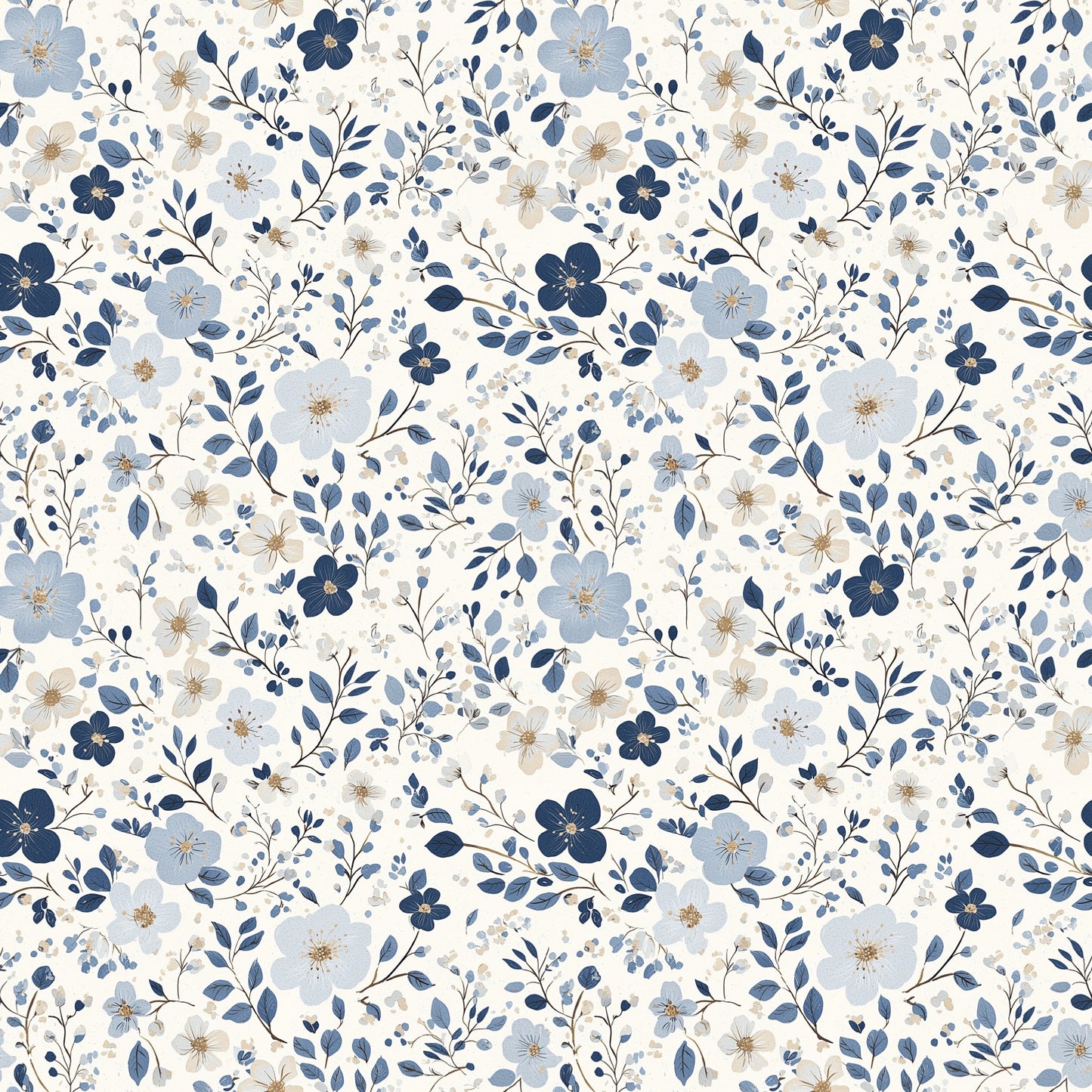 Pastel Blue Floral Digital Seamless Pattern